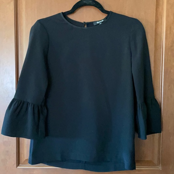 Madewell Bell Sleeve Top in True Black Size XXS - Picture 2 of 4